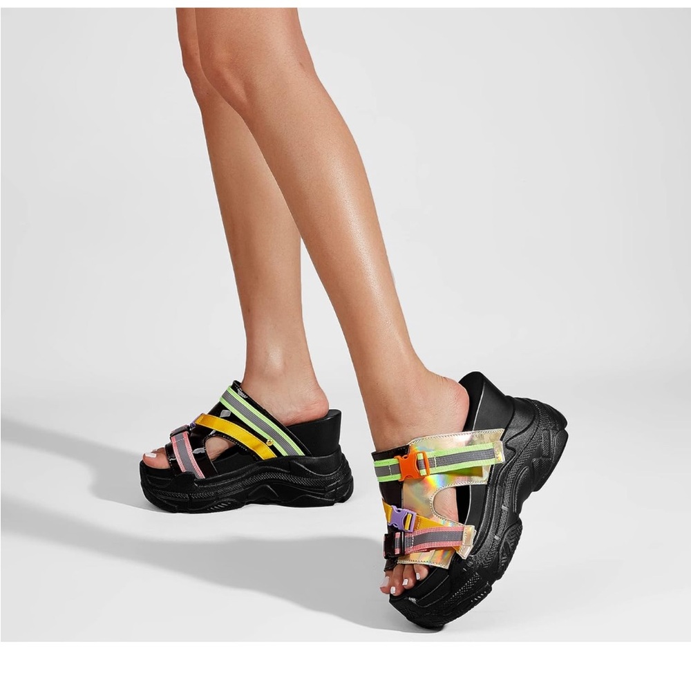 Amazon Black and Neon Women's Sandals